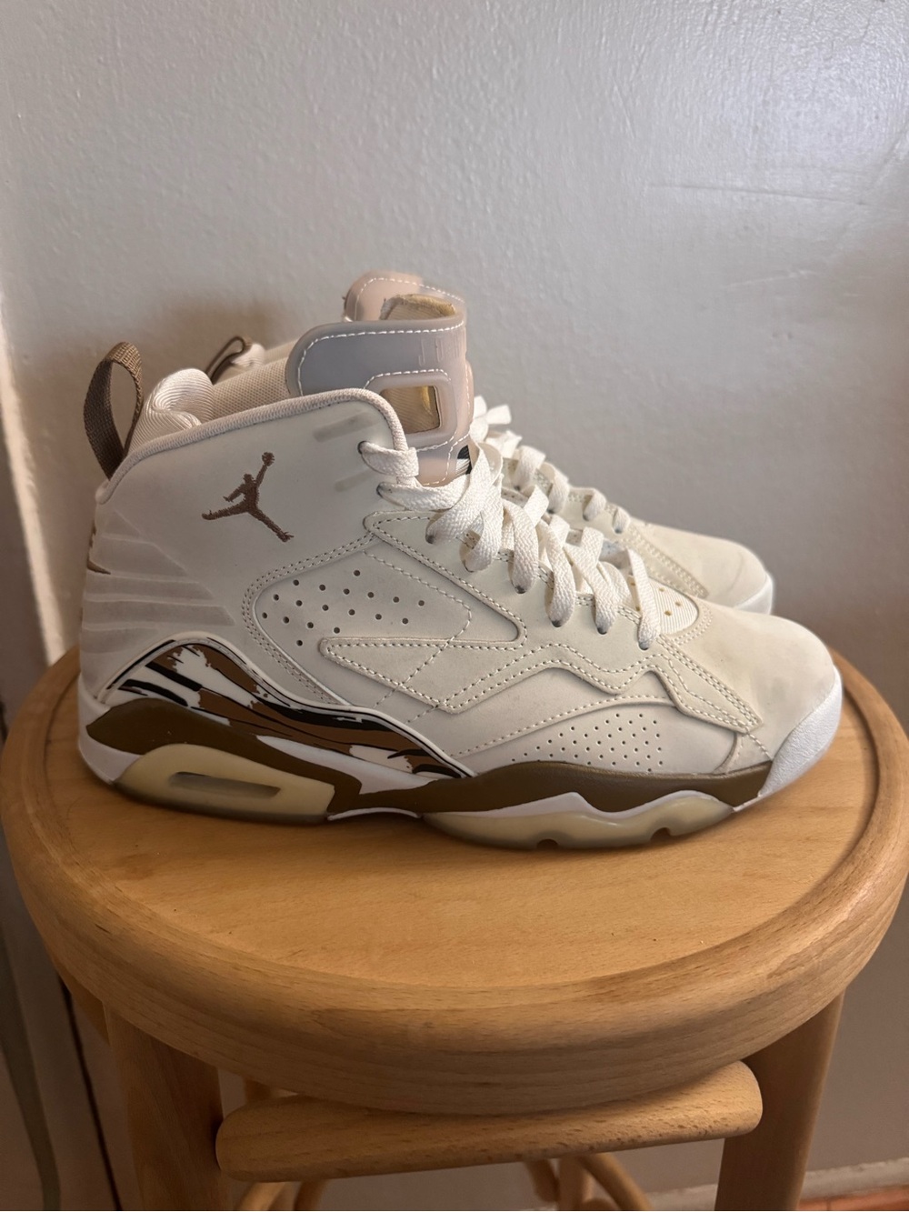 Jordan High-Top Sneakers in Cream and Brown